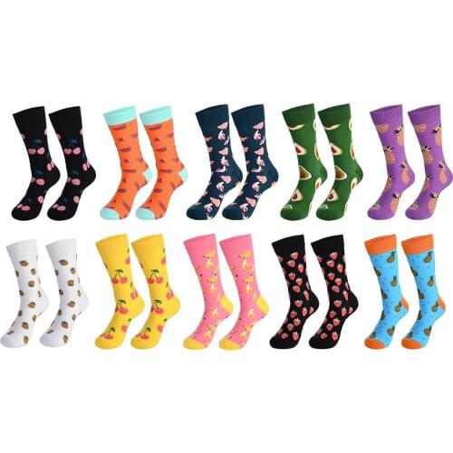 10 pairs of mens and womens socks fruit cool socks Winter thick long skating funny socks high sports casual hip hop socks