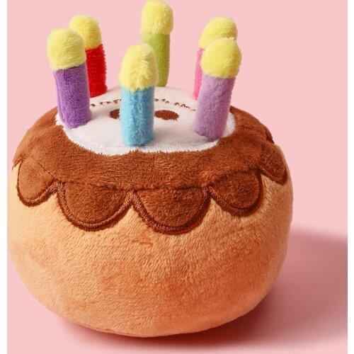 Pet Summer New Pet Dog Molar Toy Plush Birthday Cake Squeaky Toys Playing Interactive Bite Resistant Chew Cupcake toys