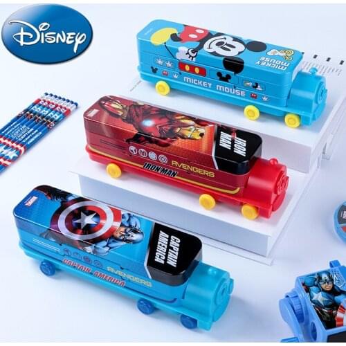 Disney Mickey Cartoon Train Pencil Case Boy Girl Cute Pencil Box Student Gift Multifunctional Stationery Storage School Supplies