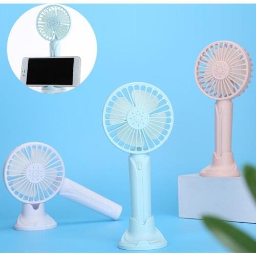 Mini Handheld Fan Portable 3 Speeds Electric Fan Desktop Cooling Fan Desk Table Fan Phone Holder With USB Rechargeable Cable