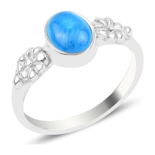 Silver 925 Sterling Turquoise Gemstone Engagement Ring