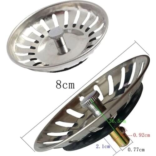 Stainless Steel Home Kitchen Sink Drain Stopper Basket Strainer Waste Plug 83mm