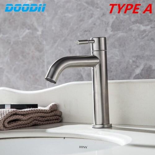 304 Stainless Steel Basin faucet Rust and corrosion resistance bathroom kitchen single cold water faucet Torneira Cozinha DOODII