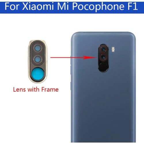 Glass Camera Lens with Tape Replacement For Xiaomi Pocophone F1 Rear Camera Glass With Frame Cover Housing