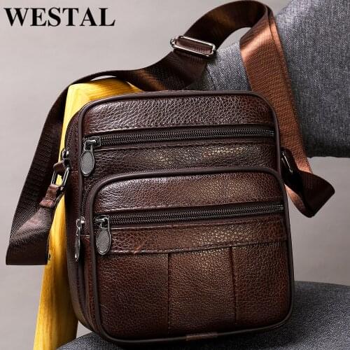 WESTAL Mens Shoulder Bag for Men Phone Bag Small Crossbody Bags Genuine Leather Thin Mens Designer Bags Leather Male Flap 7350