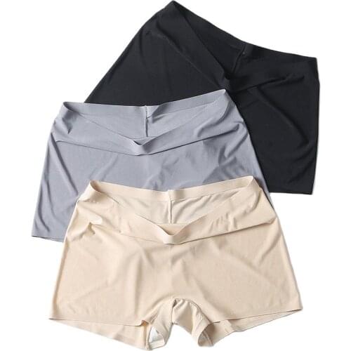 Womens Summer Safety Short Panties Ice Silk Underpant Seamless Anti-glare Ladies Pants Girl Boxer Briefs Cozy Female Underwear