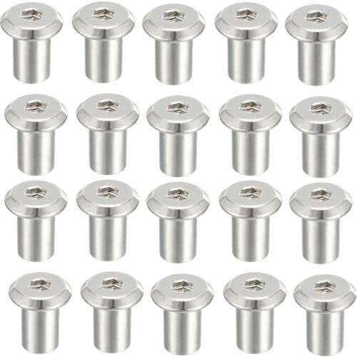 Uxcell M6x12mm Rivet Hex Socket Head Insert Nut Screw Post Nickel Plated 20pcs