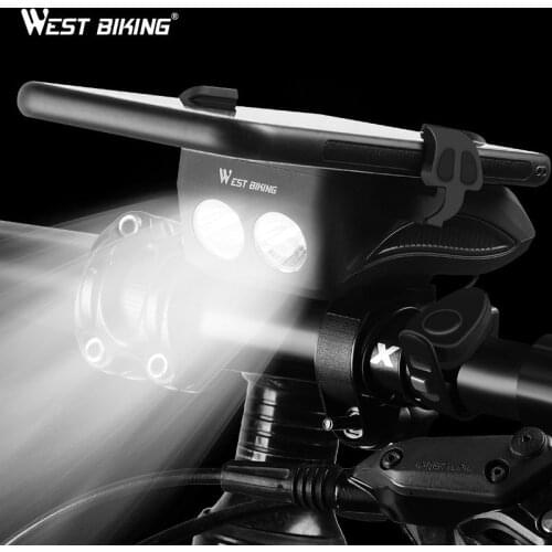 Bike accessories Bicycle lighting signal for power bank bell horn Phone holder light front lantern usb rechargeable led bell