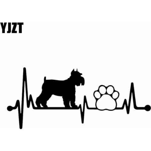 YJZT 17.8X7.6CM Schnauzer Heartbeat Lifeline Dog Car Sticker Car Window Vinyl Decal Black/Silver C24-1307