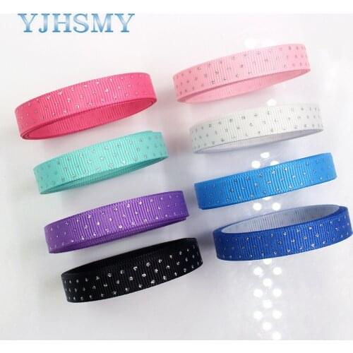 YJHSMY G-18813-920,10 mm 10 yards Flash powder Ribbons Thermal transfer Printed grosgrain Wedding Accessories DIY material
