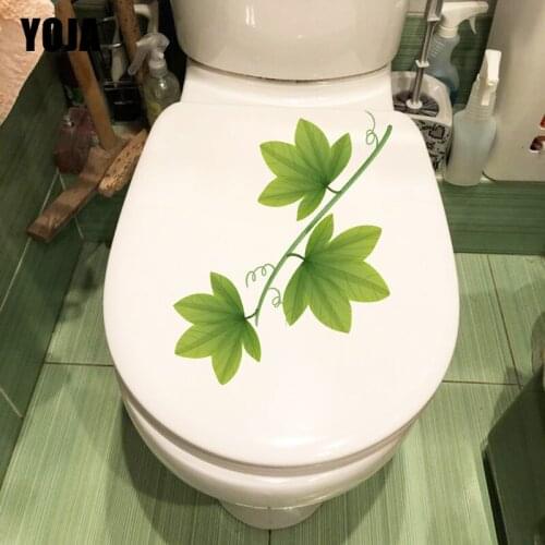 YOJA 13*21.2CM Green Plant Leaf Vine Toilet Seat Stickers Home Bedroom Wall Decor Decal T1-0965