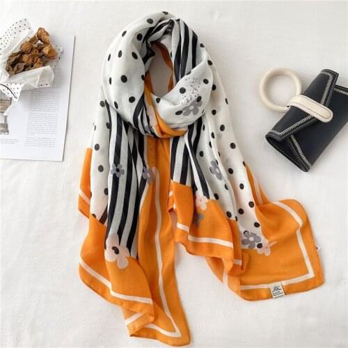 Winter Headband Cotton Warm Scarf Women Print Dot Striped Pashmina Autumn Shawl and Wrap Muslim Neck Hijab Trave Decorate Poncho