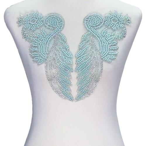 1 pair Fashion Hot Fix Rhinestones Decoration Motif Iron on Patches Motif Applique Children Women DIY Clothes Sticker T2345