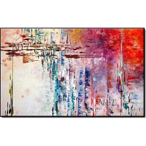 100% hand-painted, large-scale abstract painting red art, painting murals, living room decoration