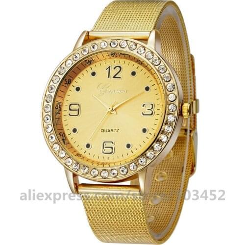 100pcs/lot Zirconia Rome Ara Number Scale Women Watches Factory Price Friend Gifts Geneva Watch Mesh Belt Fashion Quartz Watches
