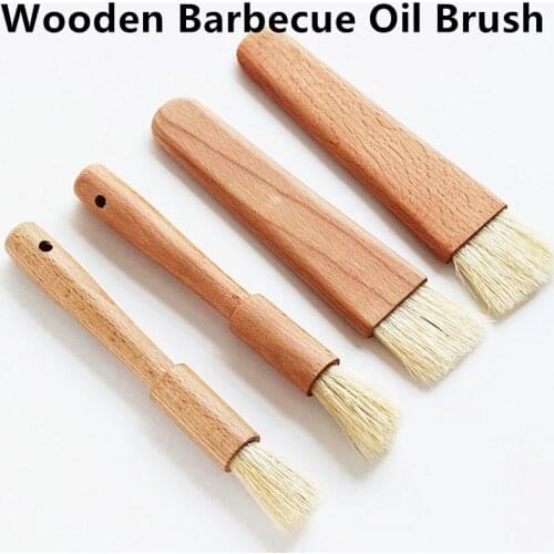 2021 New Barbecue Oil Brush Household Kitchen Brush Round Handle Bristle Brushes Flat Pastry Baking Brush Kitchen Cooking Brush