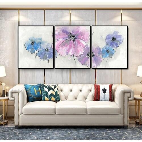 3Panle HD Print Abstract Poppy Flower Landscape Oil Painting on Canvas Art Poster Modern Wall Picture For Living Room Decor
