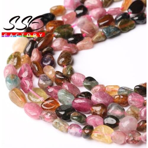 8-10mm Natural irregular Colorful Tourmaline Beads Loose Spacer Stone Beads For Jewelry Making DIY Bracelets Necklace 15'strand
