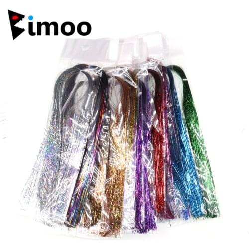 Bimoo 2Packs 0.35MM Flashabou Holographic Tinsel Flash Minniw Pike Saltwater Steelhead Streamer Fly Tying Material Silver Golden