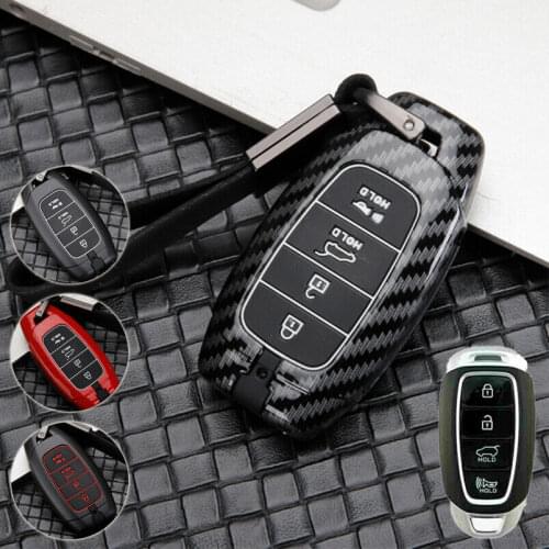 Carbon Fiber Alloy Car Key Case For HYUNDAI Accent Azera Tucson ix35 Santa Fe