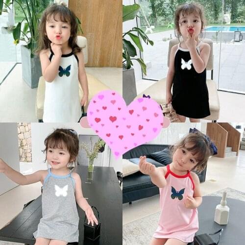 Kids Baby Girls Sweet Suspender Summer Sleeveles Princess Dress Cotton Clothes Summer Casual Reflective Party Dress