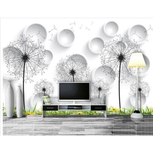 Custom photo wallpaper 3d wall murals wallpaper Dandelion contracted 3 d TV setting wall papers home decoration