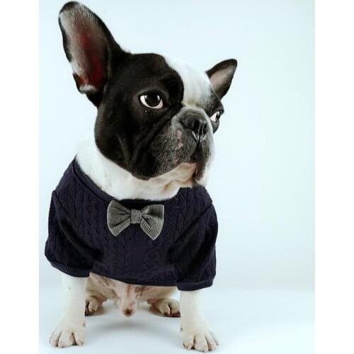 Bowtie Dog Sweater Fashion Pet Clothes for Small Medium Dogs French Bulldog Solid Pet Coat Pug Pets Dogs Clothing Ropa Perro