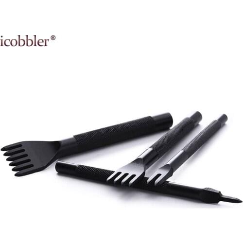 4 Pcs 3/4mm Spacing 1/2/4/6 Prong Leather Working Tools for Leather Watch Bands Belts Canvas Paper Plastics DIY Crafts Tools Set