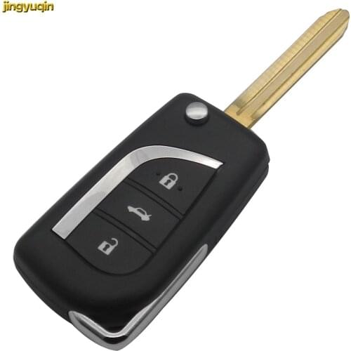 Jingyuqin 3 Buttons Flip Folding Remote Uncut Blade Car Key Case Shell Fob Blank For Toyota Corolla EX New VIOS Toy43 Toy48