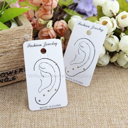 50pcs 4*7 Paper Earring Stud Packaging Card Ear Shapped Jewelry Holder Earring Hanging Card Earring Packing Organizer Showcase