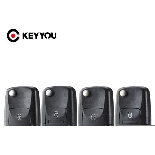KEYYOU 10X 2 Buttons Remote Flip Folding Car Key Shell for VW Volkswagen MK4 Bora Golf 4 5 6 Passat Polo Bora Touran