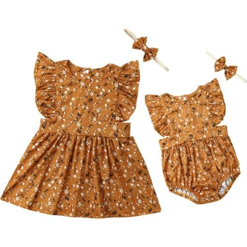 2019 Toddler Kid Baby Girls Clothing Little Sister Ruffles Baby Romper Big Sister Tutu Dress Newborn Baby Girls Clothing