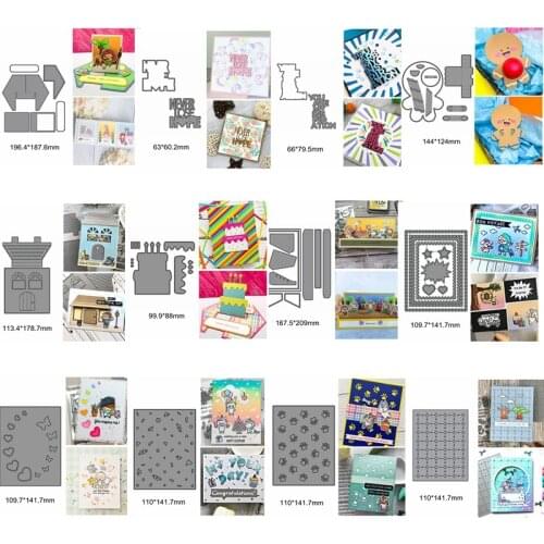Square Dove Butterfly Love Gingerbread Man Alphabet House Hollowed Metal Cutting Dies Diy Scrapbook Craft Cards Stencils Die Cut