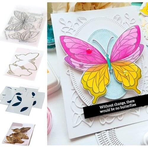 Mothers Butterfly Animal Metal Cutting Dies and Clear Stamps Cut Die Mold Blade Knife Punch Scrapbook Paper Craft Stencils Dies