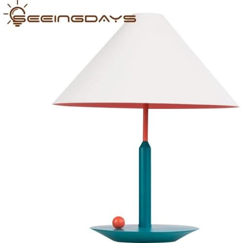 Hat Umbrella Shaped Metal Table Lamps for Childrens Room Living Room Bedroom Led Eye Protection Color Table Lamp Bedside Lamp