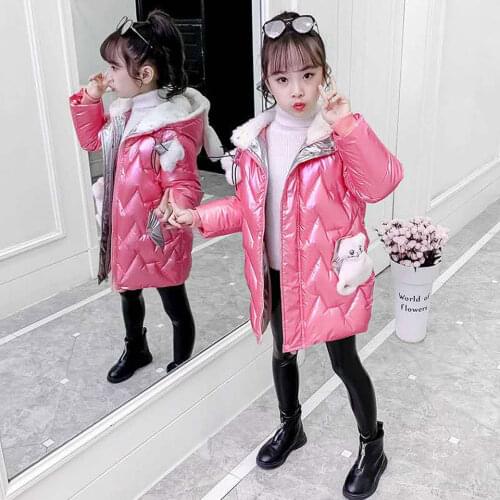 Fashion Children Parkas Coat Girls Autumn Winter Thickened Hooded Cotton-padded Down Coats Kids Warm 3 Colors Outerwear Parkas