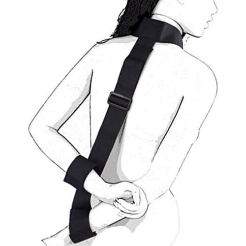 Nylon Back Wrist Connect with Neck Collar Handcuffs Women Bdsm Slave Fetish Bondage Restraint Adult Sex Toy for Couples