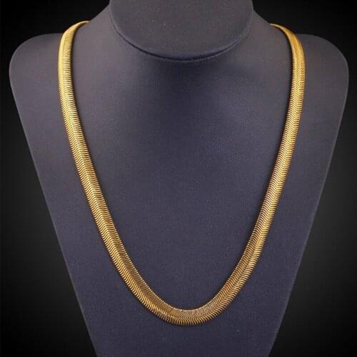 Rock mens new shelves ladies gold flat snake bone necklace fashion 50-55cm long chain chain necklace ladies jewelry
