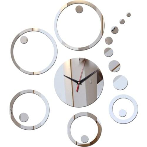 New hot sale Creative 3D DIY Home Modern Decoration Crystal Mirror Living Room Wall Clock