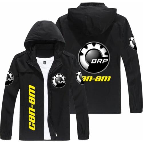 2021 Autumn Winter Mens Hooded Jacket BRP Can-am Logo Print Jackets Windbreaker Outdoor Off-Road Sportswear Hip-Hop Streetwear