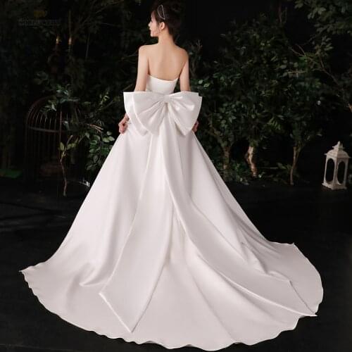 Seperate Ivory Big Satin Bow Wedding Dress Knots Removeable Bride Dresses Satin Knots