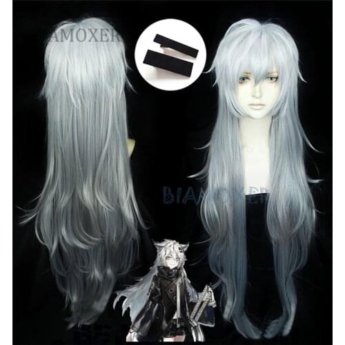 Lappland Cosplay Wigs Arknights High-temperature Fiber Synthetic Hair Sliver White Gradient Long Hair Headwear Cosplay Prop
