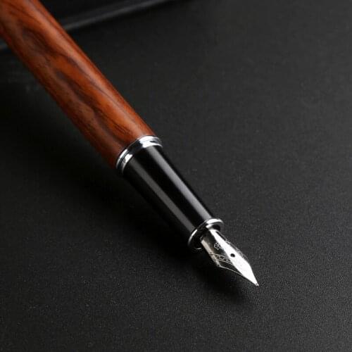 Vintage Style Pear Wood Barrel Fountain Pen 0.5mm Nib Business Office Gift