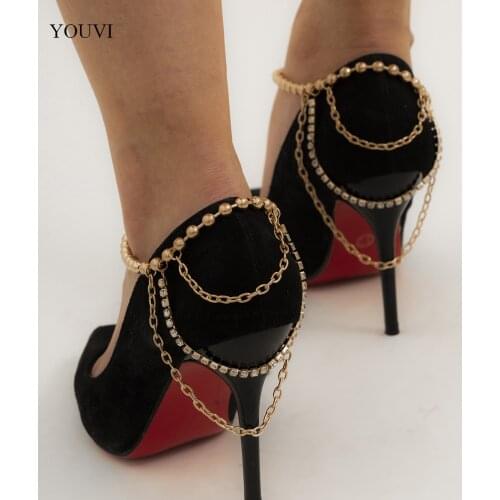 YOUVI Multi Crystal Chain Beach Tassels Anklet for Women Chain Turkish Anklets Bracelet Barefoot Sandal Foot Shoes Jewelry
