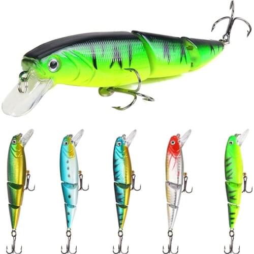 5 Color Luya Mino Bait 11cm/15.3g Three-section Bait Plastic Hard Bait Multi-section Predator Fishing Popper Wobbler Lure 1 Pcs