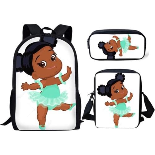 Ballet Little Girl Print Kindergarten Schoolbag 3 PCS Sets Lunch Bag Anime Fashion Infantis Women Bookbags Lady Mochila Backpack