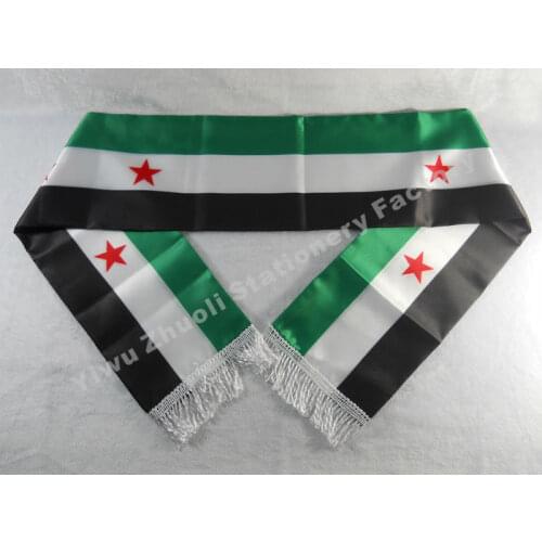 Factory Supply Stock Scarf Printing Satin Free Syria Flag Scarf 120X12CM Scarves Free Shipping