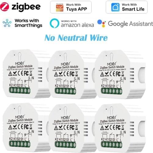1-5pcs ZigBee 3.0 No Neutral Wire Single Fire Smart Switch Timer for Tuya Smartlife SmartThings APP Support Alexa Google Home