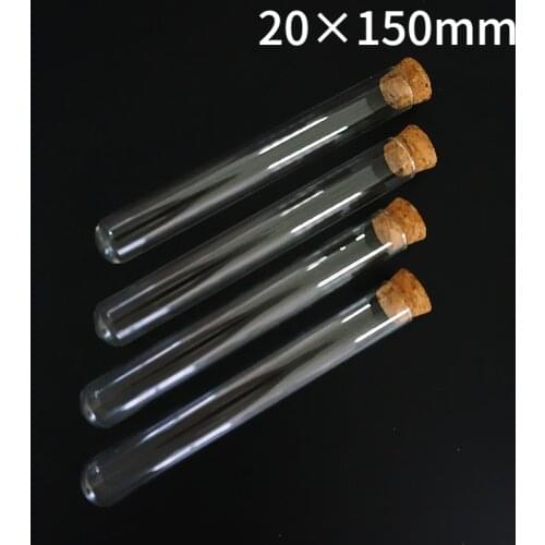 24pcs/lot 20x150mm Glass Test Tube With Cork Cigar Packaging Tube Laboratory Glassware