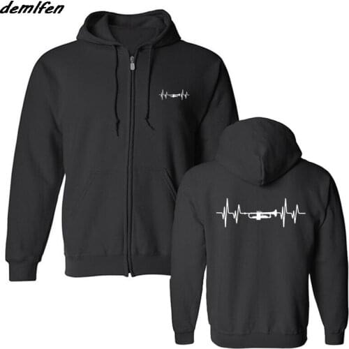 Love Trumpet Sweatshirt Fleece Cotton Hoody Heartbeat Hoodie Mans Funny Jazz Music Men Jacket Harajuku Streetwear